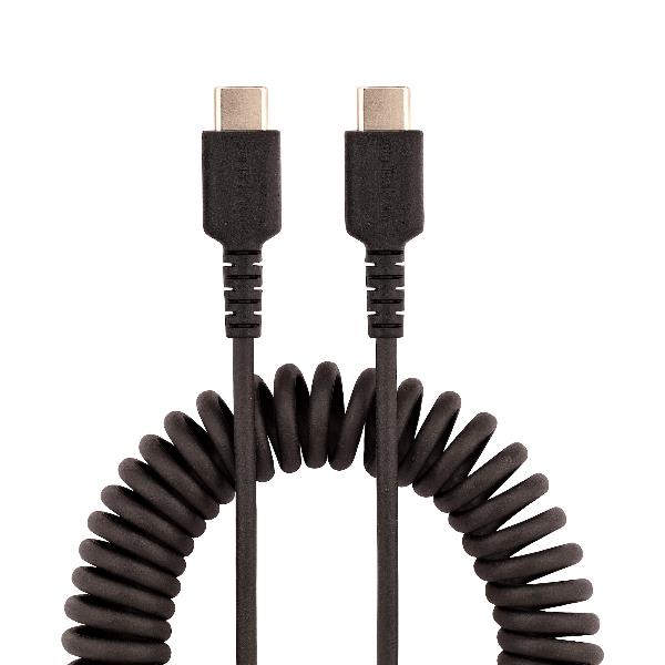 StarTech.com Cavo USB C Ricarica Veloce da 50cm; Cavetto USB tipo C 2.0 Spiralato di Alimentazione e Sincronizzazione; Resistente Cavo USB C/USB C corto in Fibra Aramidica, M/M (R2CCC-50C-USB-CABLE) - Cavo USB - USB-C (M) a USB-C (M) - USB 2.0 - 3 A - 50 cm - avvolto a spirale - nero