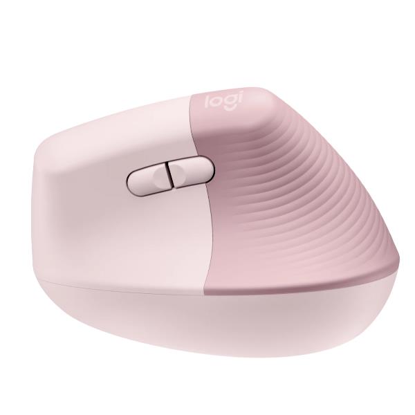 Logitech Lift Vertical Ergonomic Mouse - Mouse verticale - ergonomico - ottica - 6 pulsanti - senza fili - Bluetooth, 2.4 GHz - ricevitore USB Logitech Logi Bolt - rosa