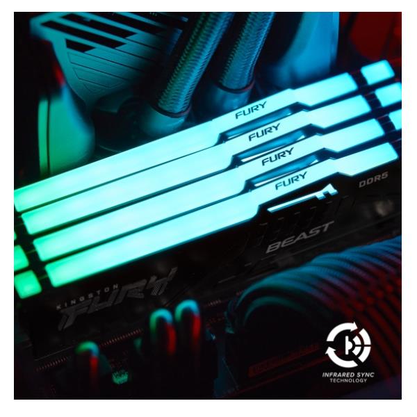 Kingston FURY Beast RGB - DDR5 - kit - 64 GB: 2 x 32 GB - DIMM 288-PIN - 5200 MHz / PC5-41600 - CL40 - 1.25 V - senza buffer - on-die ECC