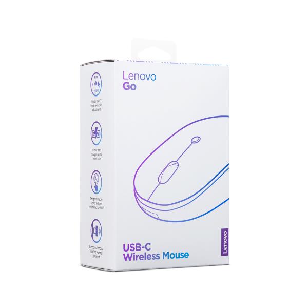 Lenovo Go - Mouse - ergonomico - per destrorsi e per sinistrorsi - ottico blu - 5 pulsanti - senza fili - 2.4 GHz - ricevitore wireless USB-C - grigio temporale - per ThinkCentre M80s Gen 3; M80t Gen 3; M90a Gen 3; M90a Pro Gen 3; M90s Gen 3; M90t Gen 3