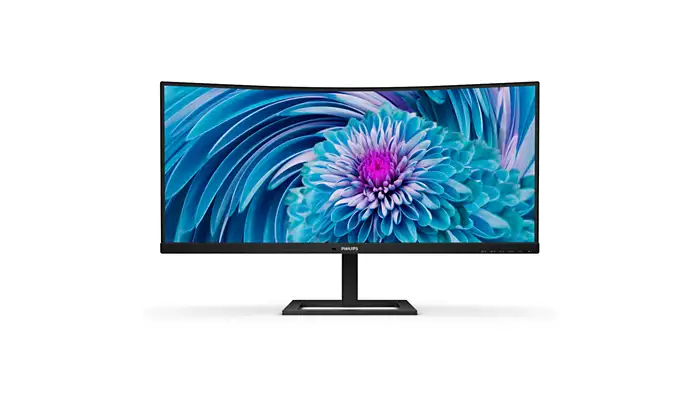 Philips E-line 346E2CUAE - Monitor a LED - curvato - 34" - 3440 x 1440 UWQHD @ 100 Hz - VA - 300 cd/m² - 3000:1 - 1 ms - HDMI, DisplayPort, USB-C - altoparlanti - nero testurizzato