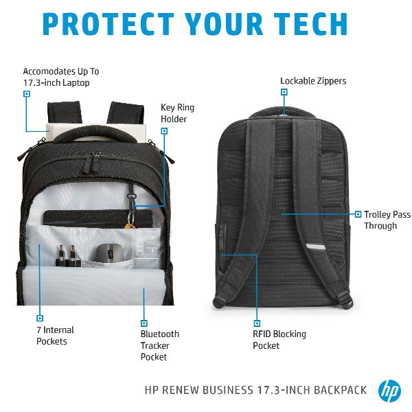 HP Renew Business - Zaino porta computer - 17.3" - per ZBook Power G9, Studio G8, Studio G9; ZBook Firefly 14 G9, 16 G9; ZBook Fury 15 G8