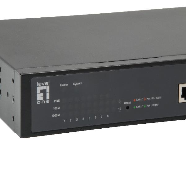 LevelOne GEP-1051 - Switch - intelligente - 8 x 10/100/1000 (PoE+) + 2 x Gigabit SFP - desktop, montabile su rack - PoE+ (70 W)