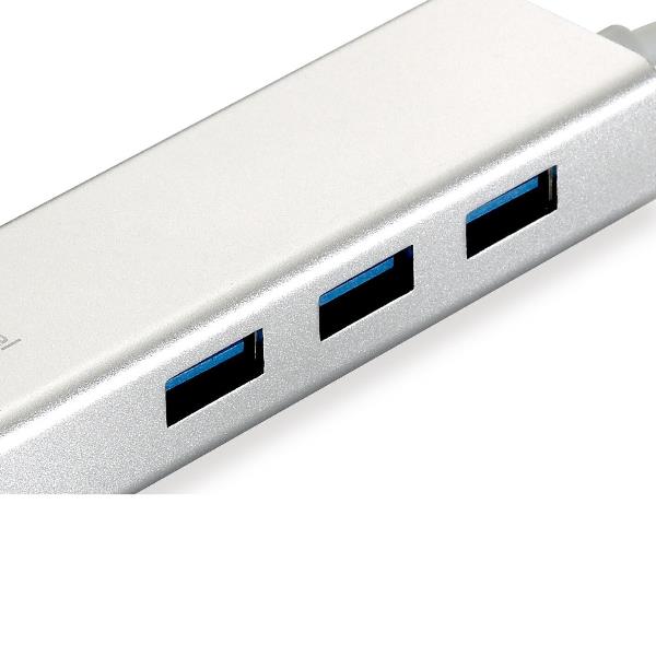 LevelOne USB-0503 - Hub - 3 x SuperSpeed USB 3.0 + 1 x 10/100/1000 - desktop