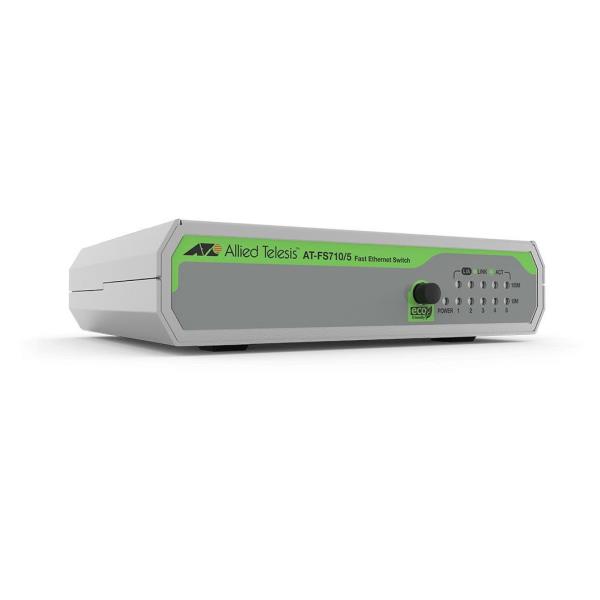 Allied Telesis AT FS710/5 - Switch - unmanaged - 5 x 10/100 - desktop, montaggio a parete