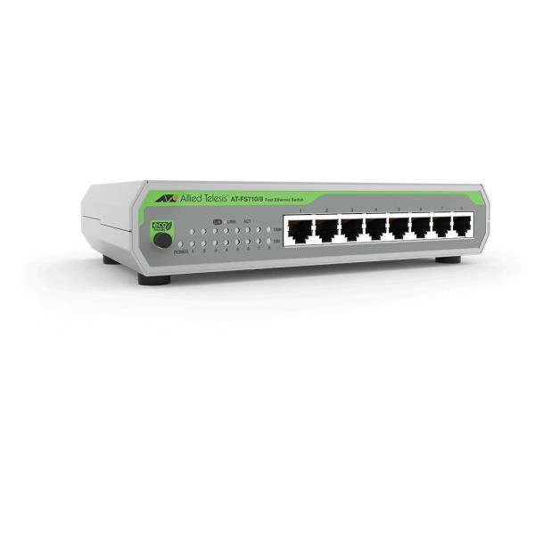 Allied Telesis CentreCOM FS710/8 - Switch - unmanaged - 8 x 10/100 - desktop, montaggio a parete