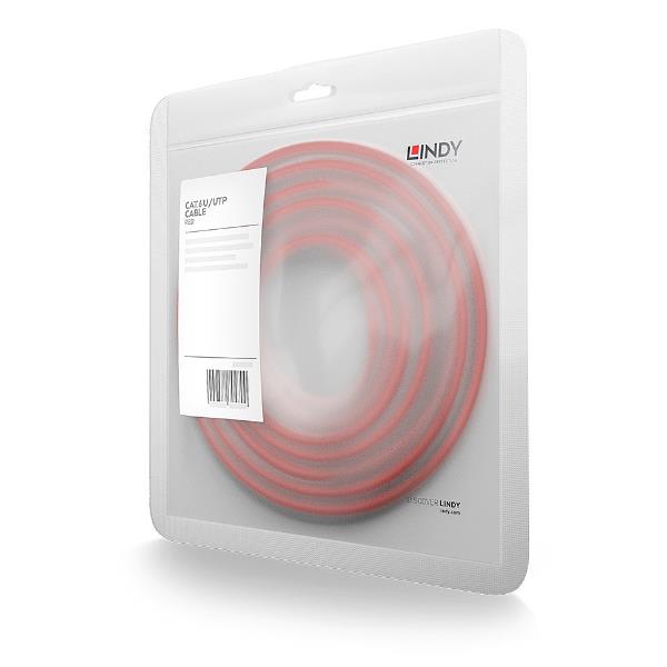 Lindy - Cavo patch - RJ-45 (M) a RJ-45 (M) - 15 m - UTP - CAT 6 - stampato, antiaggrovigliamento, bloccato - rosso