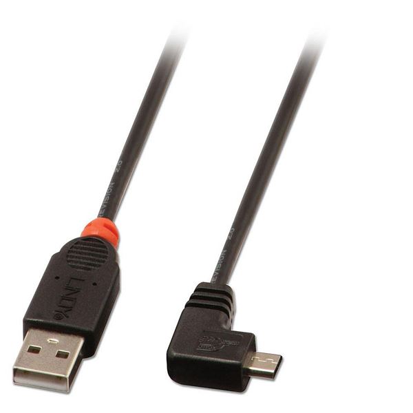 Lindy - Cavo USB - USB (M) a Micro-USB Tipo B (M) - USB 2.0 - 2 m - connettore 90°, stampato