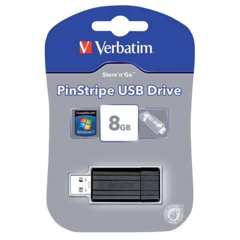 Verbatim PinStripe USB Drive - Chiavetta USB - 8 GB - USB 2.0 - nero