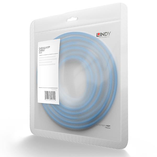 Lindy - Cavo patch - RJ-45 (M) a RJ-45 (M) - 30 cm - UTP - CAT 6 - stampato, antiaggrovigliamento, bloccato - blu
