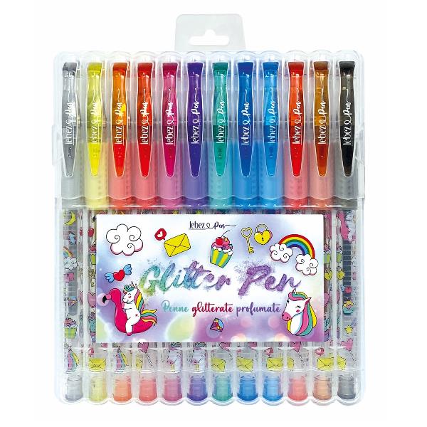 Lebez Fantasy - Penna a sfera - colori assortiti - inchiostro gel (pacchetto di 12)