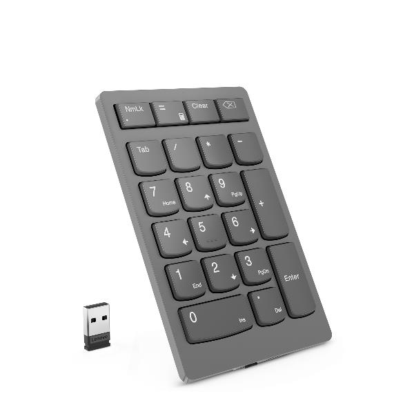 Lenovo Go Wireless Numeric Keypad - Tastierino numerico - senza fili - 2.4 GHz - interruttore: tasti a forbice - grigio temporale - retail - per ThinkCentre M80s Gen 3; M80t Gen 3; M90a Gen 3; M90a Pro Gen 3; M90t Gen 3; V15 IML