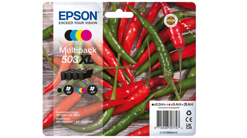 Epson 503XL Multipack - Confezione da 4 - XL - nero, giallo, ciano, magenta - originale - blister - cartuccia d'inchiostro - per EPL 5200; RIP Station 5200; WorkForce WF-2960