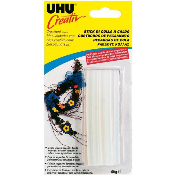 Colla termofusibile - diametro 7mm - 60gr - per bassa temperatura - Uhu - conf. 5 pezzi