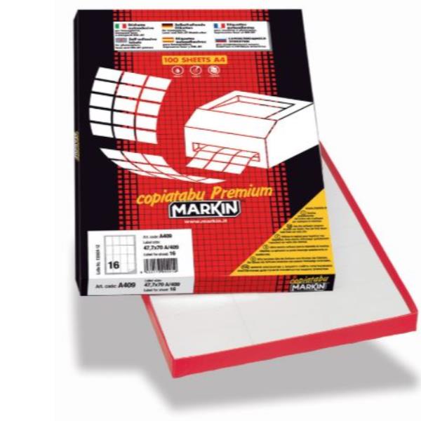 Etichette adesive C/544 - in carta - permanenti - 72 x 53 mm - 16 et/fg - 100 fogli - bianco - Markin