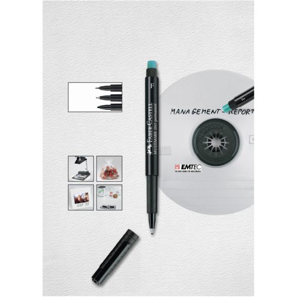 Pennarello Multimark universale permanente con gomma - punta media 1,0mm - nero - Faber-Castell