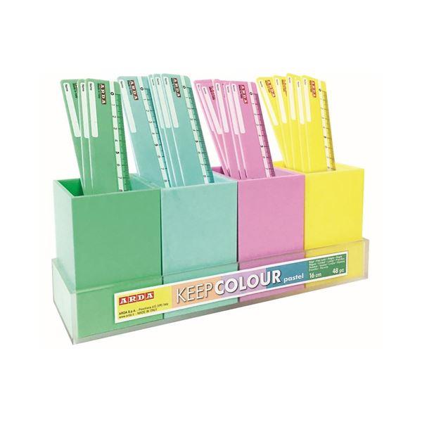 Righello - 16 cm - 4 colori pastel assortiti - Arda - expo da banco 48 pezzi