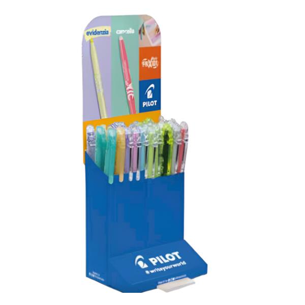Evidenziatore cancellabile Frixion Light - punta a scalpello 4,0mm - tratto 3,3mm -colori assortiti - Pilot - expo 48 pezzi