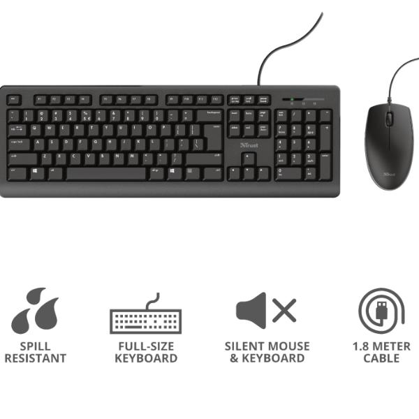 Set tastiera ultrasilenziosa TKM-250 con filo + mouse …