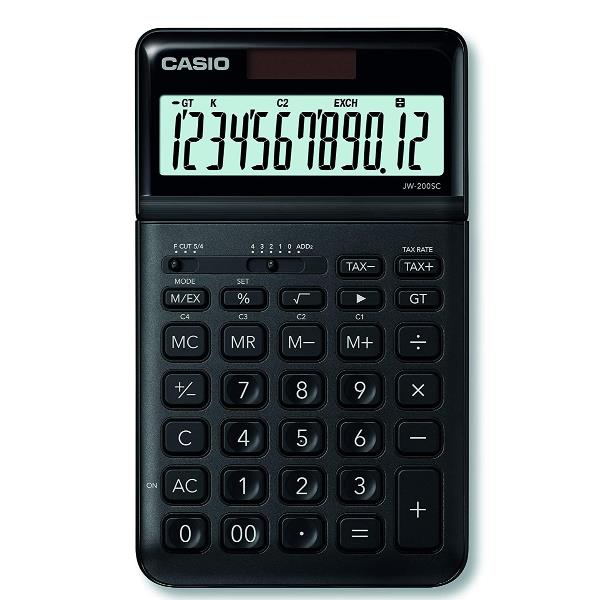 Casio JW-200SC - Calcolatrice da tavolo - 12 cifre - pannello solare, batteria - nero