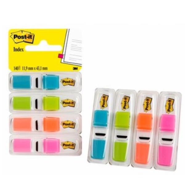 Post-it 683-4ABXEU - Segnapagina - small - 11.9 x 43.1 mm - 140 fogli (4 x 35) - giallo, rosa, blu, arancione