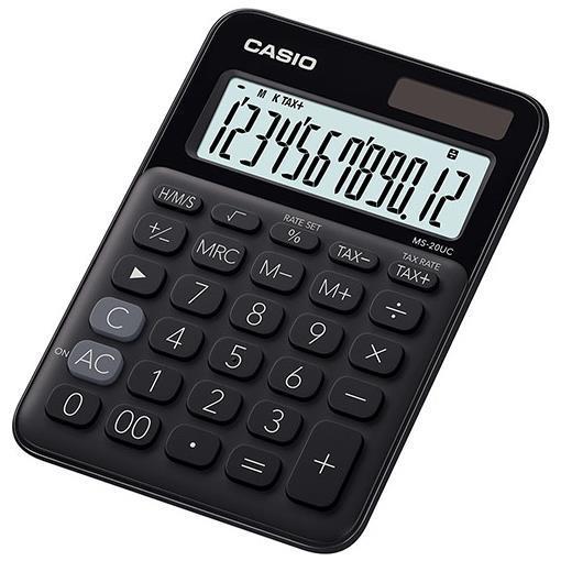 Casio MS-20UC - Calcolatrice da tavolo - 12 cifre - pannello solare, batteria - nero