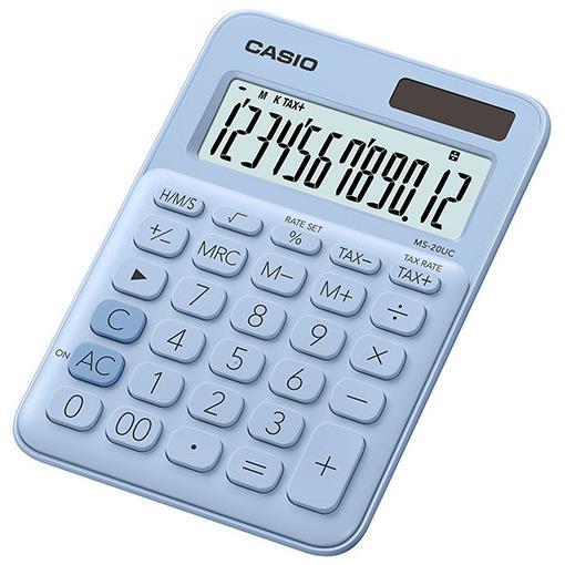 Casio MS-20UC - Calcolatrice da tavolo - 12 cifre - pannello solare, batteria - blu chiaro