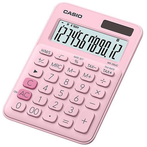 Casio MS-20UC - Calcolatrice da tavolo - 12 cifre - pannello solare, batteria - rosa