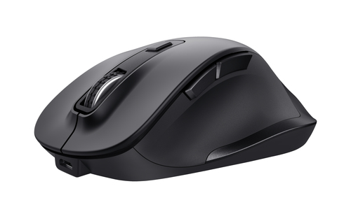 Trust Fyda Comfort - Mouse - eco - ergonomico - per destrorsi - ottica - 6 pulsanti - senza fili - 2.4 GHz - ricevitore wireless USB - nero