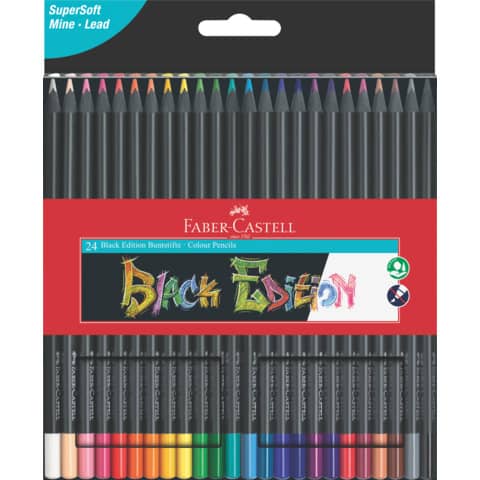 Matite colorate triangolare Black Edition - colori assortiti - Faber-Castell - conf.24 pezzi