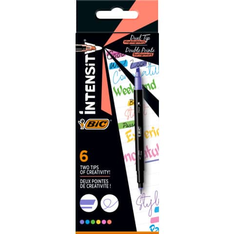 Evidenziatori dual tip Intensity - colori assortiti - Bic - conf. 6 pezzi
