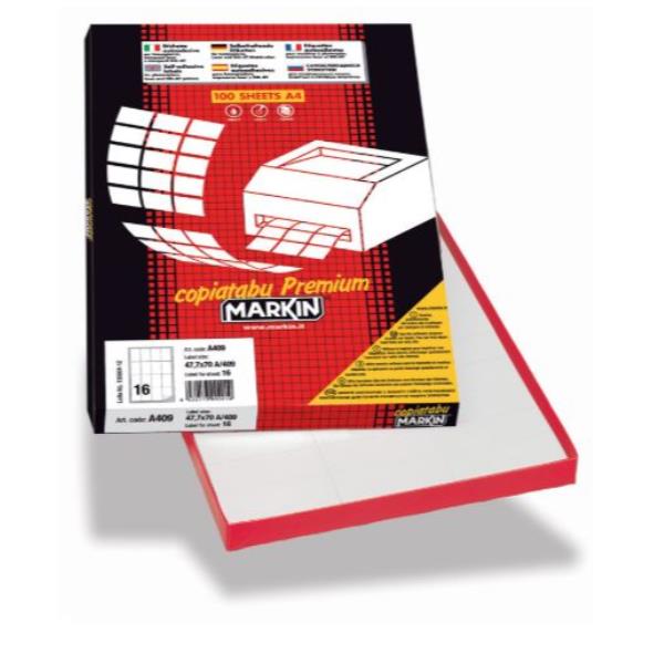 Etichette adesive C/519 - in carta - permanenti - 105 x 148,5 mm - 4 et/fg - 100 fogli - rosso - Markin