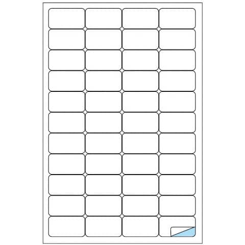 Etichette adesive A/406 - in carta - permanenti - 47,5 x 25,5 mm - 44 et/fg - 100 fogli - bianco - angoli tondi - Markin