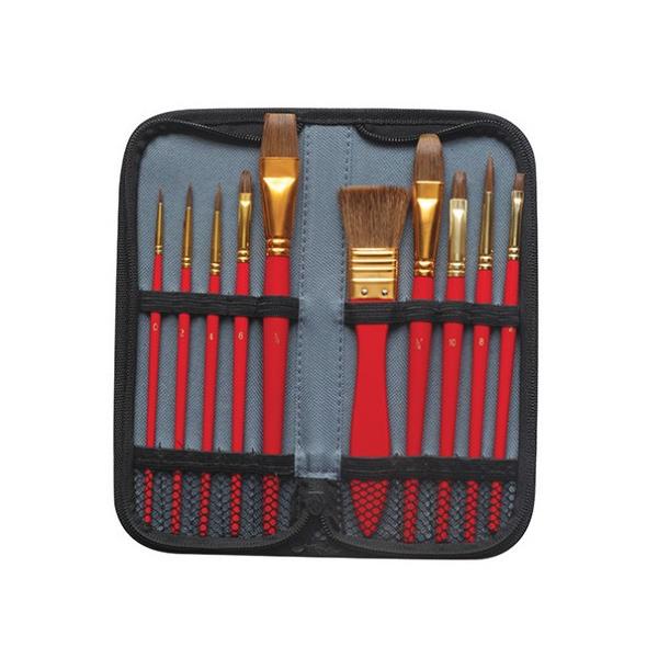 Pennello in pony - per acquerello - DOM - astuccio 10 pennelli assortiti