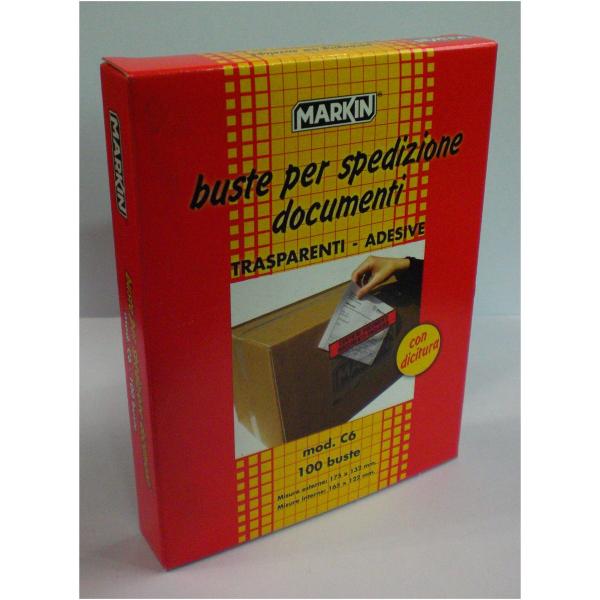 Markin - Busta postale - formato C6 - 122 x 165 mm - apertura laterale - trasparente