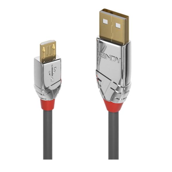 Lindy CROMO - Cavo USB - USB (M) a Micro-USB Tipo B (M) - USB 2.0 - 5 m - di forma rotonda - grigio