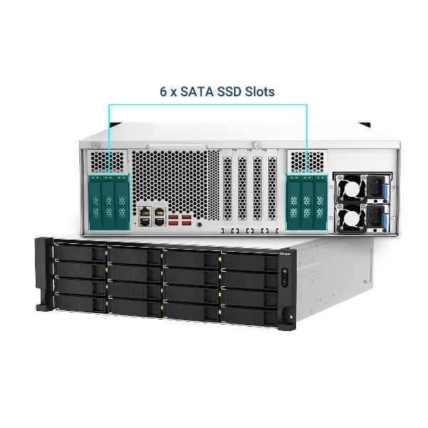QNAP TS-H2287XU-RP - Server NAS - 22 alloggiamenti - montabile in rack - SATA 6Gb/s - RAID 0, 1, 5, 6, 10, 50, JBOD, 60 - RAM 64 GB - 2.5 Gigabit Ethernet / 10 Gigabit Ethernet - iSCSI supporto - 3U