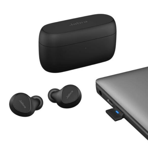 Jabra Evolve2 Buds MS - True wireless earphones con microfono - in-ear - Bluetooth - eliminazione rumore attivata - USB-A tramite adattatore Bluetooth - isolamento dal rumore - nero - Certificato per i team Microsoft
