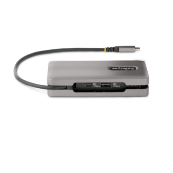 StarTech.com USB-C Multiport Adapter, 4K 60Hz HDMI/DP Video, 3-Port USB Hub, 100W Power Delivery Pass-Through, GbE, USB Type-C Travel Dock w/ Charging, 1ft/30cm Wrap-Around Cable - Mini Laptop Docking Station (DKT31CDHPD3) - Docking station - USB-C - HDMI, DP - GigE - 16 Watt