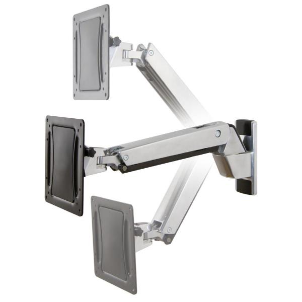 Ergotron Interactive Arm HD - Kit montaggio (braccio snodato, adattatore VESA, staffa di montaggio a parete) - Tecnologia brevettata Constant Force - per display LCD - Alluminio - rifinito in nero, alluminio lucidato - dimensione schermo: 30"-55"