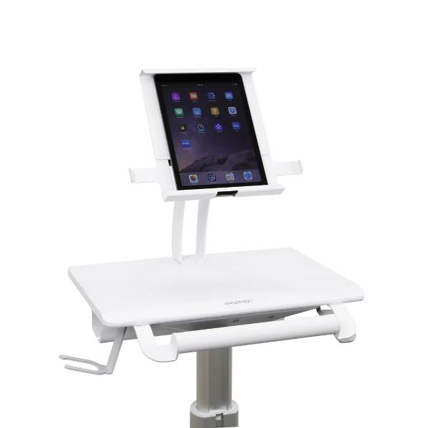 Ergotron StyleView Tablet Cart, SV10 - Carrello - per tablet / tastiera - medico - metallo - bianco, alluminio - dimensione schermo: fino a 12" - Compatibile TAA