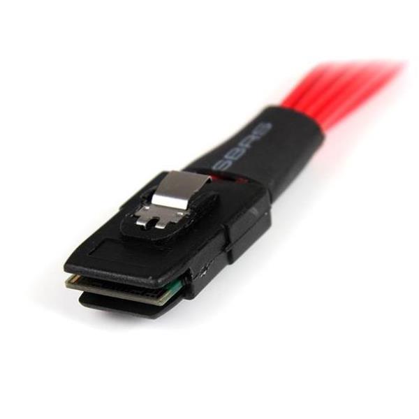 StarTech.com Cavo SAS Serial Attached SCSI 1 m - SFF-8087 a 4 Latching SATA - Cavo SATA / SAS - Serial ATA 150/300/600 - 4 vie - SATA (R) a MultiLane Mini 4i 36 pin (P) - 1 m - chiusura aggancio - rosso