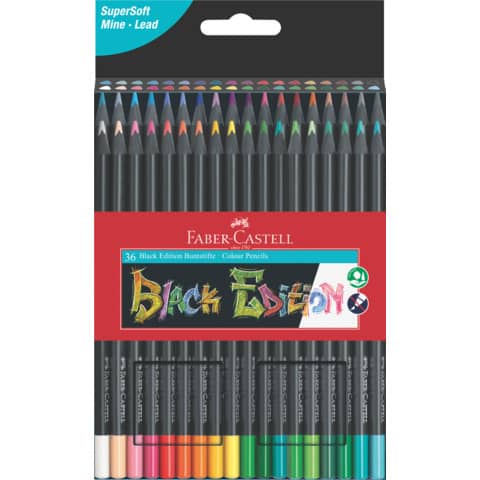 Matite colorate triangolare Black Edition - colori assortiti - Faber-Castell - conf.36 pezzi