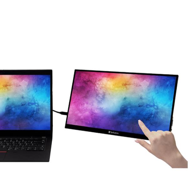 Verbatim PMT-14 - Monitor a LED - 14" - portatile - touchscreen - 1920 x 1080 Full HD (1080p) - IPS - 1000:1 - HDMI, 2xUSB-C - altoparlanti