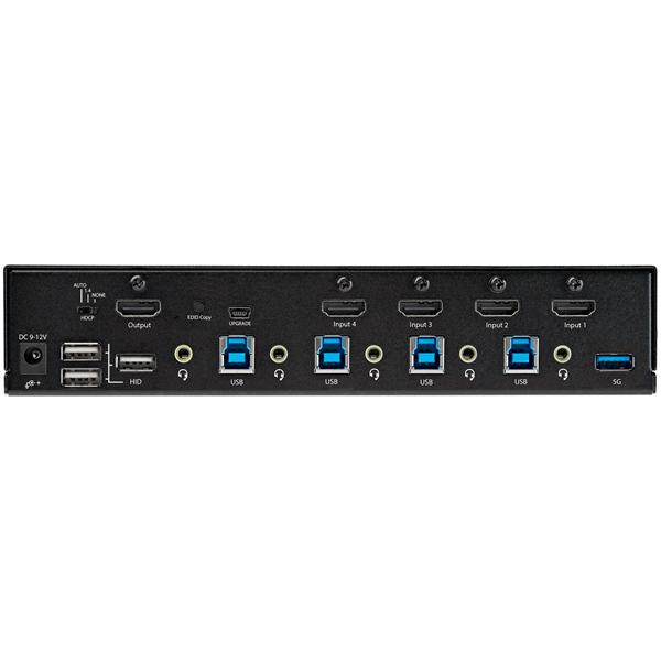 StarTech.com KVM Switch HDMI a 4 porte - Monitor singolo 4K 60Hz Ultra HD HDR - Switch KVM HDMI 2.0 per PC con 2 porte USB 3.0 Hub (5Gbps) e 4x USB 2.0, Audio - Tasti scelta rapida - TAA (SV431HU34K6) - Switch KVM / audio - 4 x KVM / audio - 1 utente locale - desktop, montabile su rack - Compatibile TAA