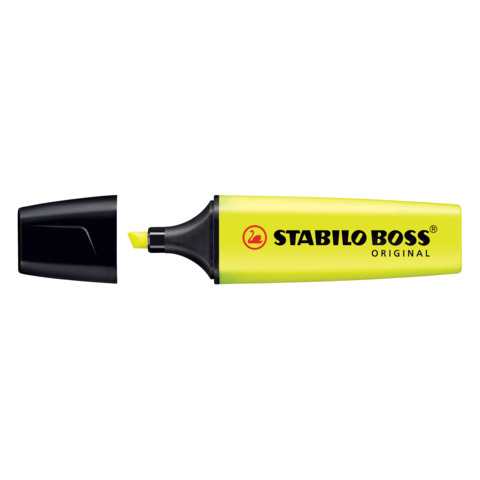 Evidenziatore Stabilo Boss Original giallo ricaricabile di lunga durata fuoroscente universale (conf.10)