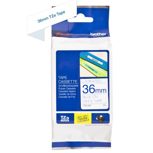 NASTRO LAMINATO 36 MM BLU SU BIANCO ( 8 METRI )