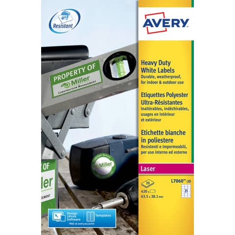 Etichette adesive L7060 - in poliestere - laser …
