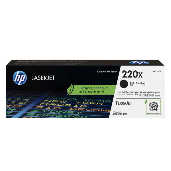 HP 220X - Alta resa - nero - originale - LaserJet - scatola - cartuccia toner (W2200X) - per Color LaserJet 4302; Color LaserJet Pro 4202, 4302, MFP 4303