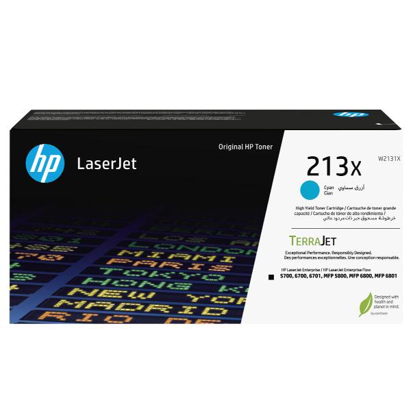 HP 213X - Alta resa - ciano - originale - LaserJet - cartuccia toner (W2131X) - per Color LaserJet Enterprise 6700, MFP 5800, MFP 6800; LaserJet Enterprise Flow MFP 6800